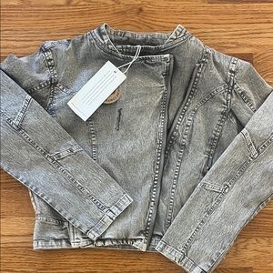 NWT Montana Co. Gray Denim Moto Jacket, sz M